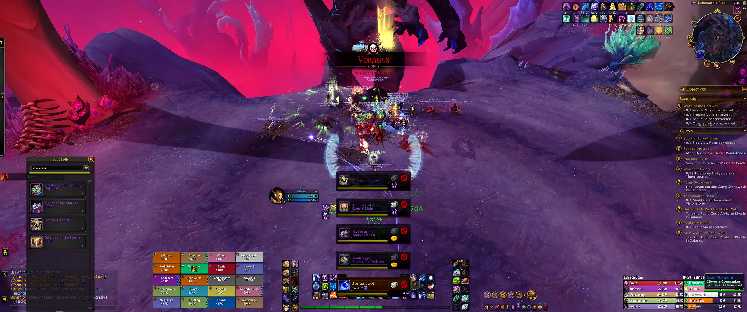 Autonomous alt run downing Heroic Vorasius in the Voidspire raid