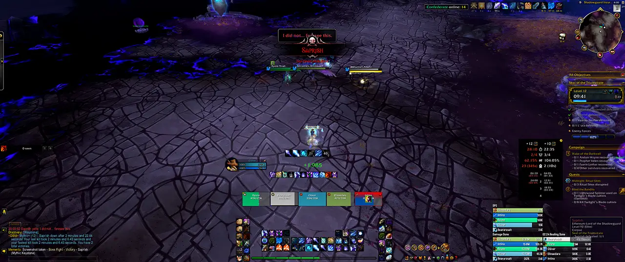 Autonomous members timing a Mythic+ key together in Season 2